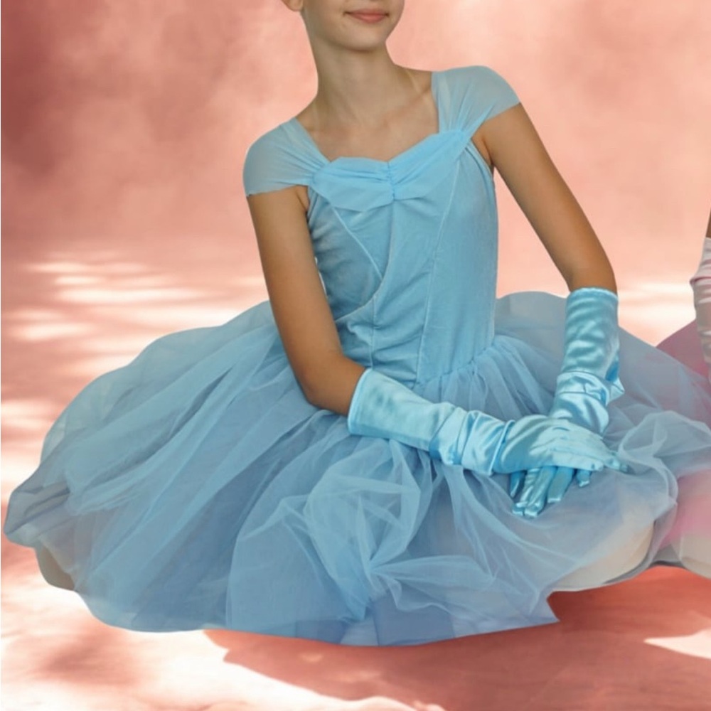 Weissman Light Blue Kids Dance Costume with Gloves